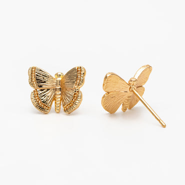 10pcs Gold/ Silver Butterfly Ear post, Gold/ Rhodium plated Brass, Dianty Butterfly Ear Studs, Jewelry Supplies (GB-3831)
