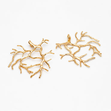 4pcs Gold Branch Charms, 18K Gold plated Brass, Jewelry Making, Diy Material, Jewelry Supplies (GB-2672-C)