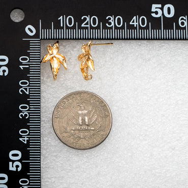 10pcs Gold Flower Stud Earring with Loop, Gold Plated Brass, Jewelry Making, Diy Material, Jewelry Supplies (GB-3787)