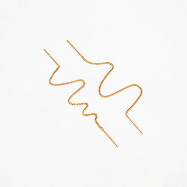10pcs Gold Threader Earrings, 1mm Curb Chain Earwire Thread, Earring Supply Findings Wholesale, Totally 130mm Long (GB-1735-C)