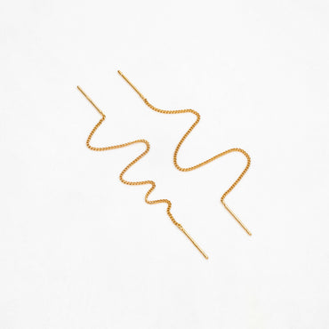 10pcs Gold Threader Earrings, 1mm Curb Chain Earwire Thread, Earring Supply Findings Wholesale, Totally 130mm Long (GB-1735-C)