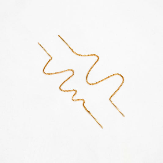 10pcs Gold Threader Earrings, 1mm Curb Chain Earwire Thread, Earring Supply Findings Wholesale, Totally 130mm Long (GB-1735-C)