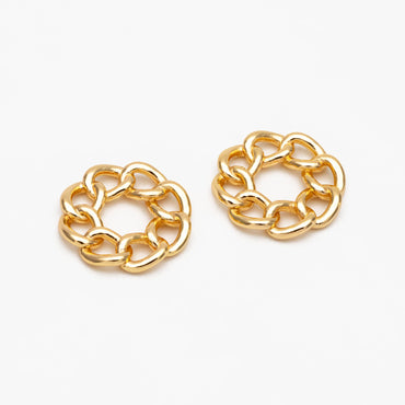 10pcs Gold Round Chain Charm Connector 16mm, Jewelry Making, Diy Material, Jewelry Supplies (GB-3794)