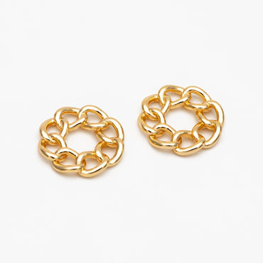 10pcs Gold Round Chain Charm Connector 16mm, Jewelry Making, Diy Material, Jewelry Supplies (GB-3794)