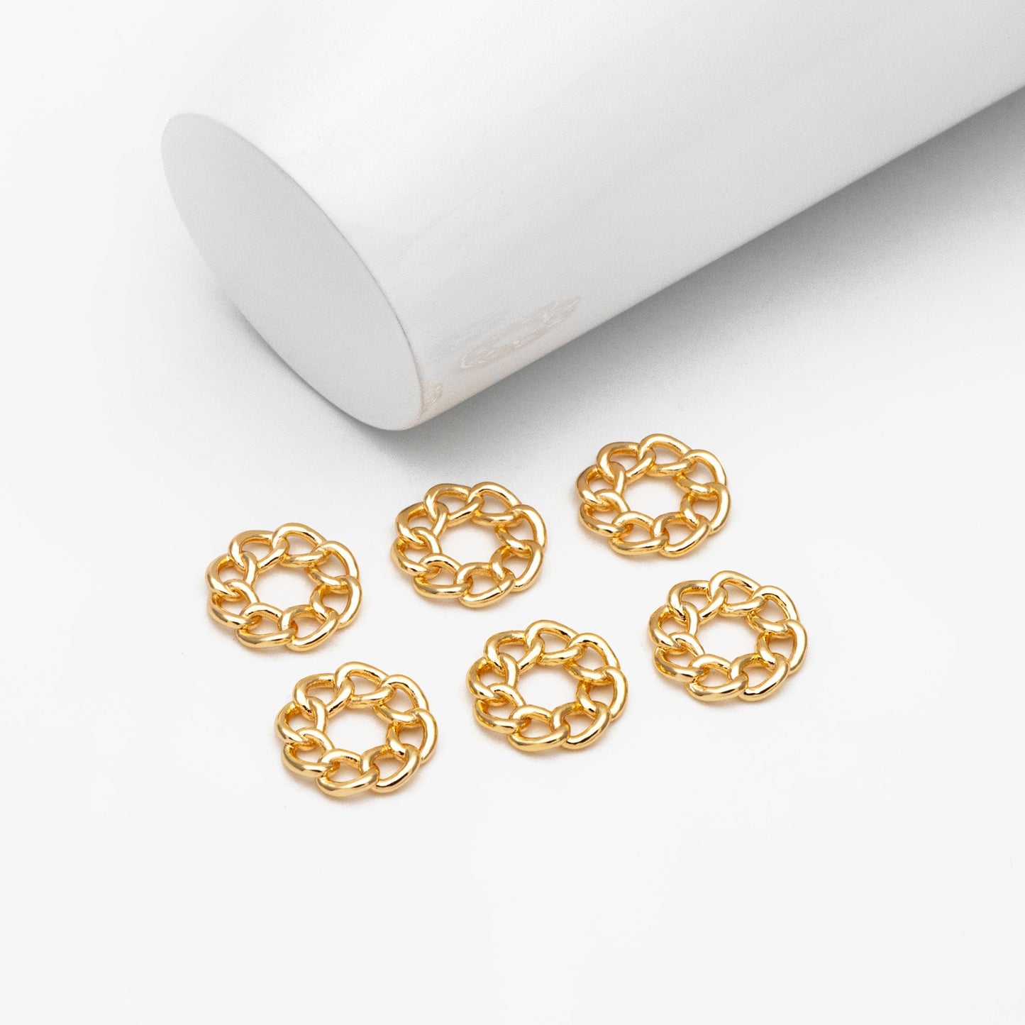 10pcs Gold Round Chain Charm Connector 16mm, Jewelry Making, Diy Material, Jewelry Supplies (GB-3794)
