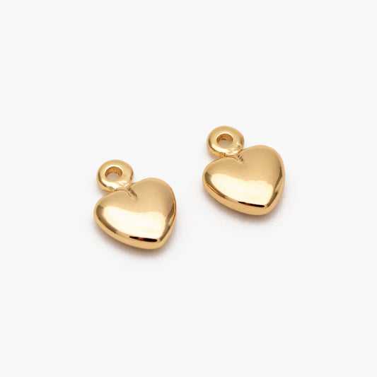 10pcs Gold Heart Charm 8x6mm, 18K Gold plated Brass, Jewelry Making, Diy Material, Jewelry Supplies (GB-3803)