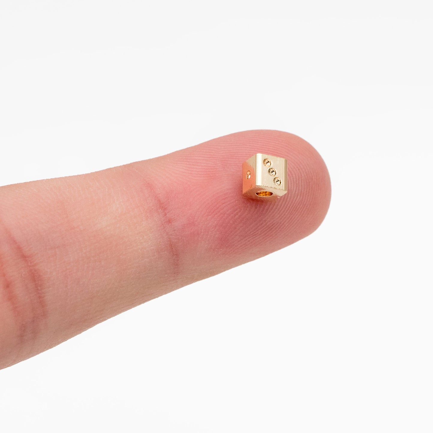 10pcs Gold Dice Spacer Beads: 4mm Plated Brass Cube Beads (GB-3805)