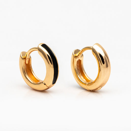 4pcs Gold Enamel Circle Hoop Earrings, 18K Gold plated Brass, Minimalist Huggie Earrings (GB-3717-C)