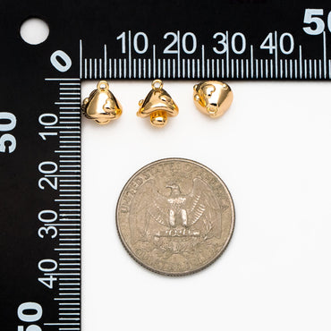 10pcs Gold Heart Mushroom Charm 10x8mm, Real Gold plated Brass Mushroom Pendants (GB-4589-J)