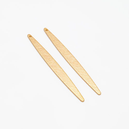 10pcs Gold/ Silver Brushed Long Oval Charms 62x5.5mm, 18K Gold/ Rhodium Plated Brass Earring Supply (GB-3817-I)