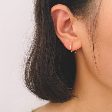 10pcs CZ Pave Gold Earring Hooks 14x10mm, Real Gold Plated Brass Earwires (GB-315)