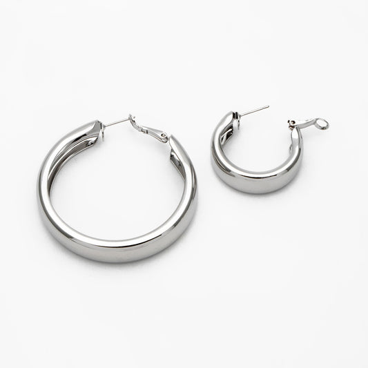 4pcs Chunky Hoop Earring Hooks: Gold/ Rhodium plated Brass, 30/ 50mm (GB-3730)