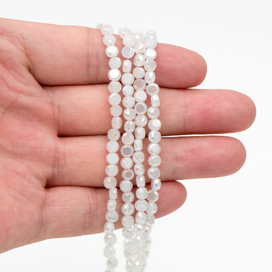 130pcs Rondelle Coin Glass Beads, Crystal Round Button Beads 4mm (TS-124)