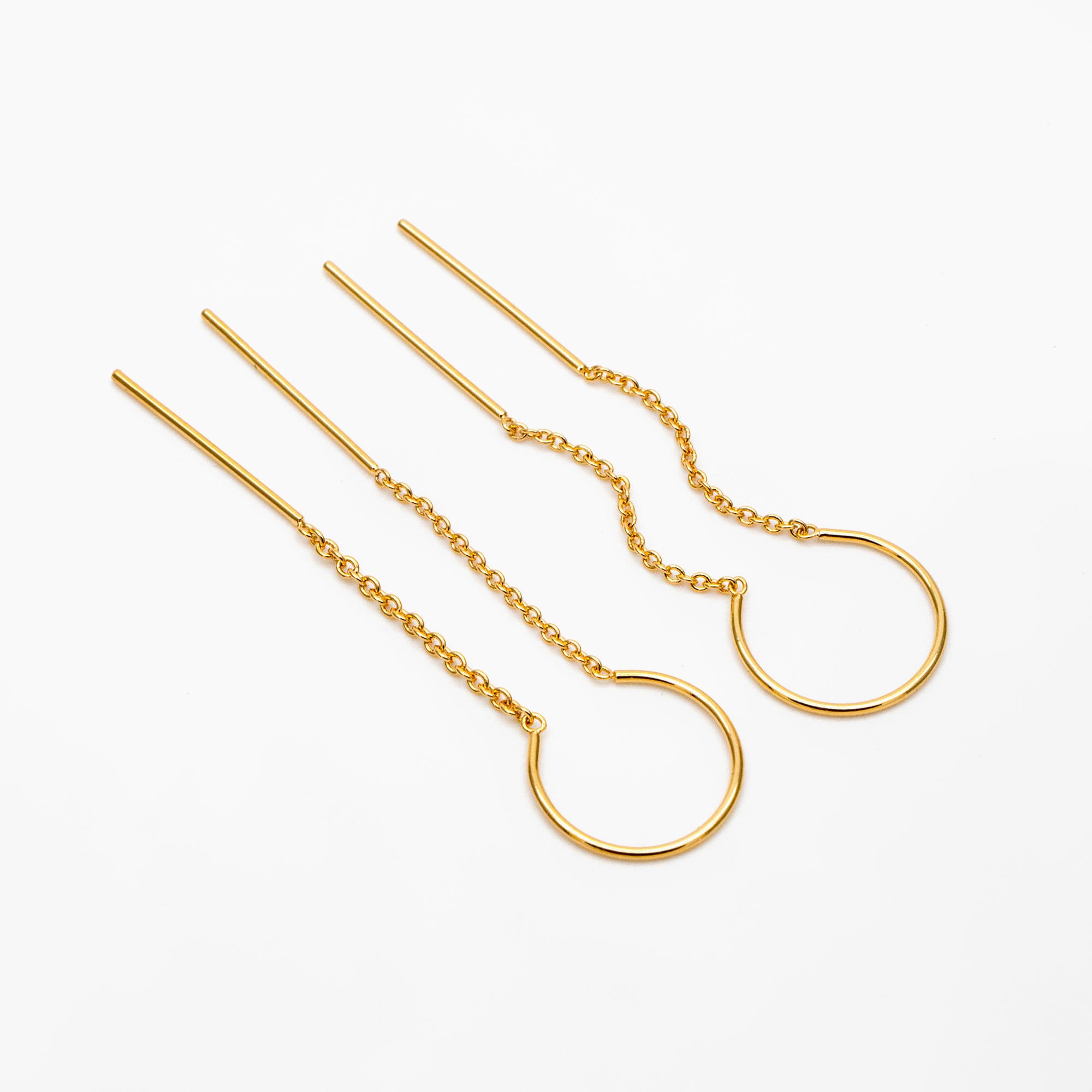 10pcs Gold/ Silver Threader Earrings, 1mm Cable Chain Earwire Thread, Earring Supply Findings Wholesale (GB-1735-D)