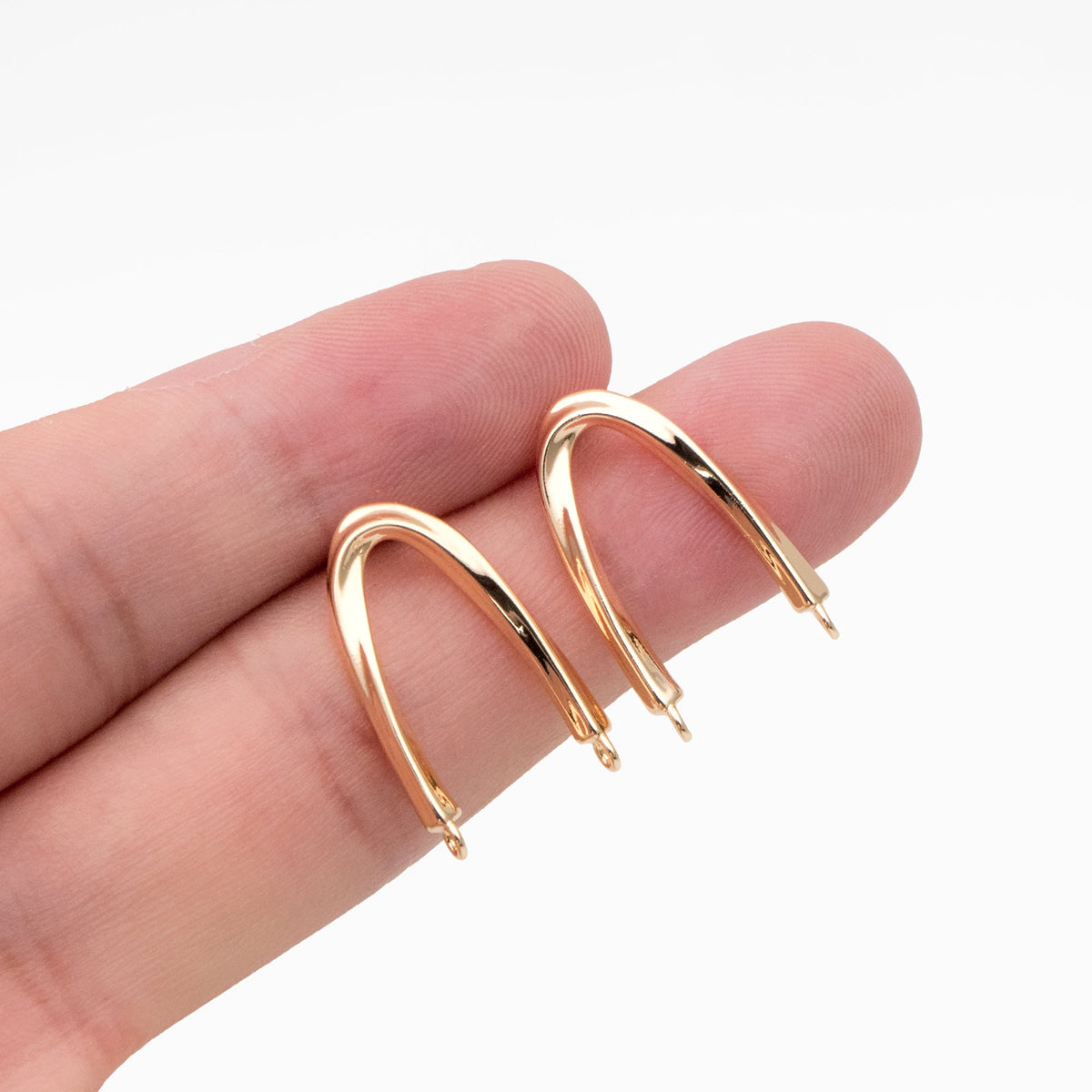 10pcs Gold Twist Bar Stud Earrings with 2 Loops, U-shaped Ear Posts, Simple Ear Wire Findings (GB-3226-D)