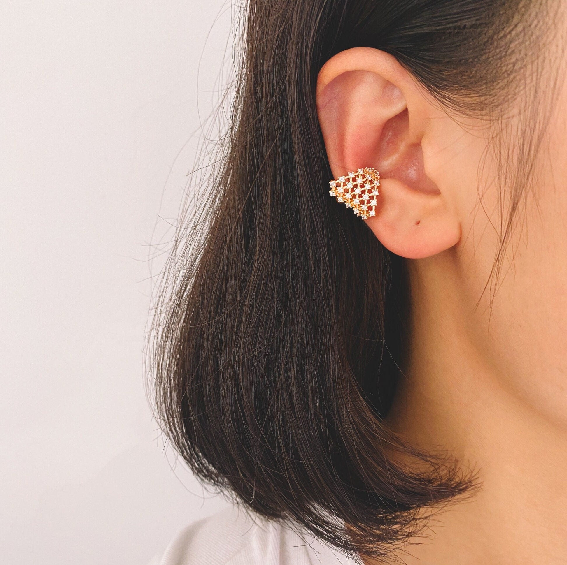 4pcs CZ Pave Gold Ear Cuffs, Dainty Ear Cuff, Delicate Ear Cuff, Ear Cuff No Piercing (GB-2655)