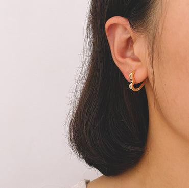 4pcs Heart Huggie Earrings, 18K Gold plated Stainless Steel, Hoop Earring Components (GB-2743)