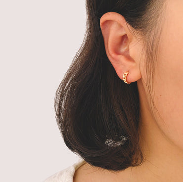 4pcs Gold Plated Chain Hoop Earrings: Tiny Huggie Style (GB-3020-A)