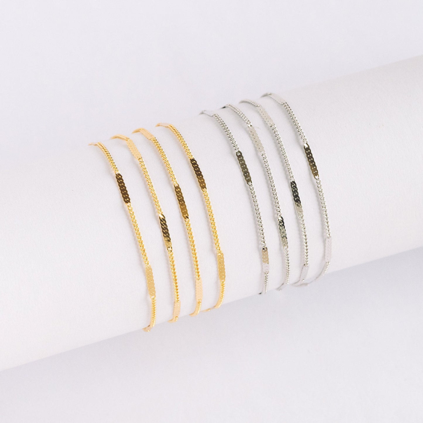 Dainty Gold/ Silver tone Flat Link Chains 1.9mm, Real Gold/ Rhodium plated on Brass Tiny Chain (#LK-177)/ 1 Meter=3.3 ft