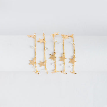 Gold Chain with Star and CZ Charms, 18K Gold plated Brass Curb Chain, Quality Chain for Jewelry Wholesale (#LK-219-1)/ 1 Meter=3.3ft