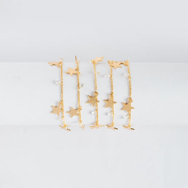 Gold Chain with Star and CZ Charms, 18K Gold plated Brass Curb Chain, Quality Chain for Jewelry Wholesale (#LK-219-1)/ 1 Meter=3.3ft