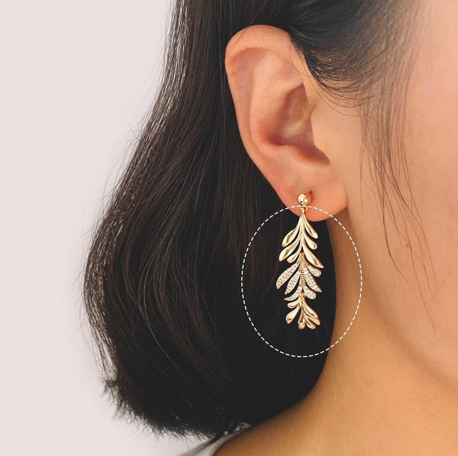 4pcs Gold/ Silver Tone CZ pave Dainty Leaf Charms, Leaf Pendants 44x14mm, Earring Charm, Necklace Pendant (GB-978-F)