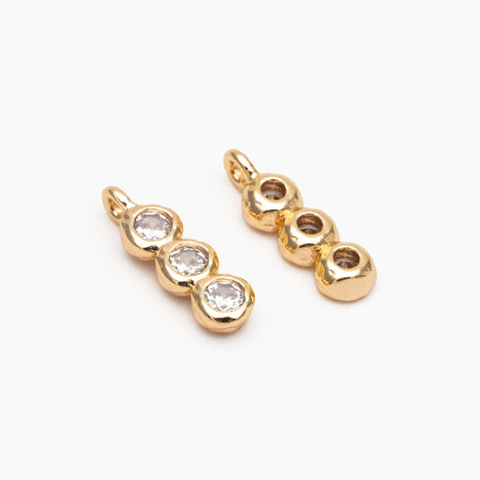 10pcs Gold/ Silver CZ pave Bar Charm, 13x4mm, Zircon Charms, White Stone Charms (GB-3897-C)