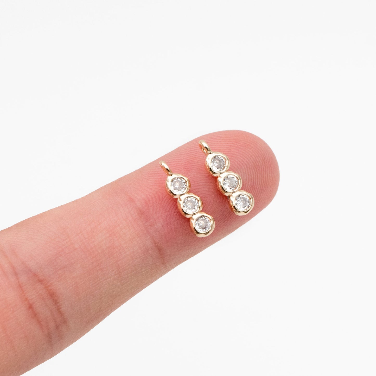 10pcs Gold/ Silver CZ pave Bar Charm, 13x4mm, Zircon Charms, White Stone Charms (GB-3897-C)