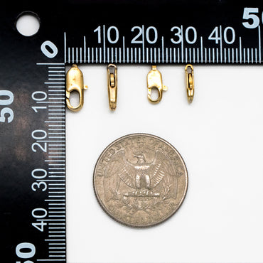 20pcs Raw Brass Lobster Clasps 10mm/ 12mm, DIY Jewelry Making Supplies, Long Clasps Wholesale (RB-314)