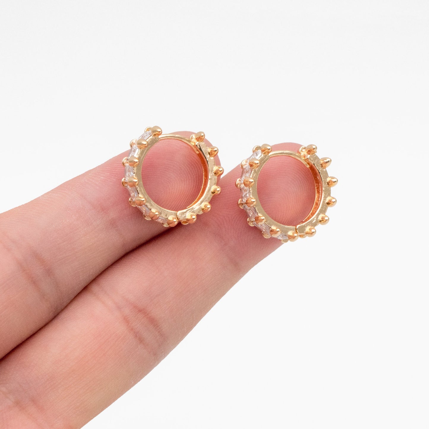 4pcs CZ Pave Spike hoop earrings, spike earrings, Spiky hoops, gothic jewelry, earring hoops (GB-3894-D)