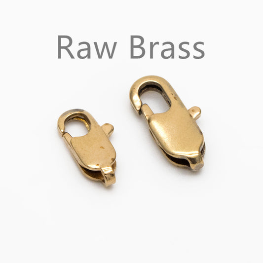20pcs Raw Brass Lobster Clasps 10mm/ 12mm, DIY Jewelry Making Supplies, Long Clasps Wholesale (RB-314)
