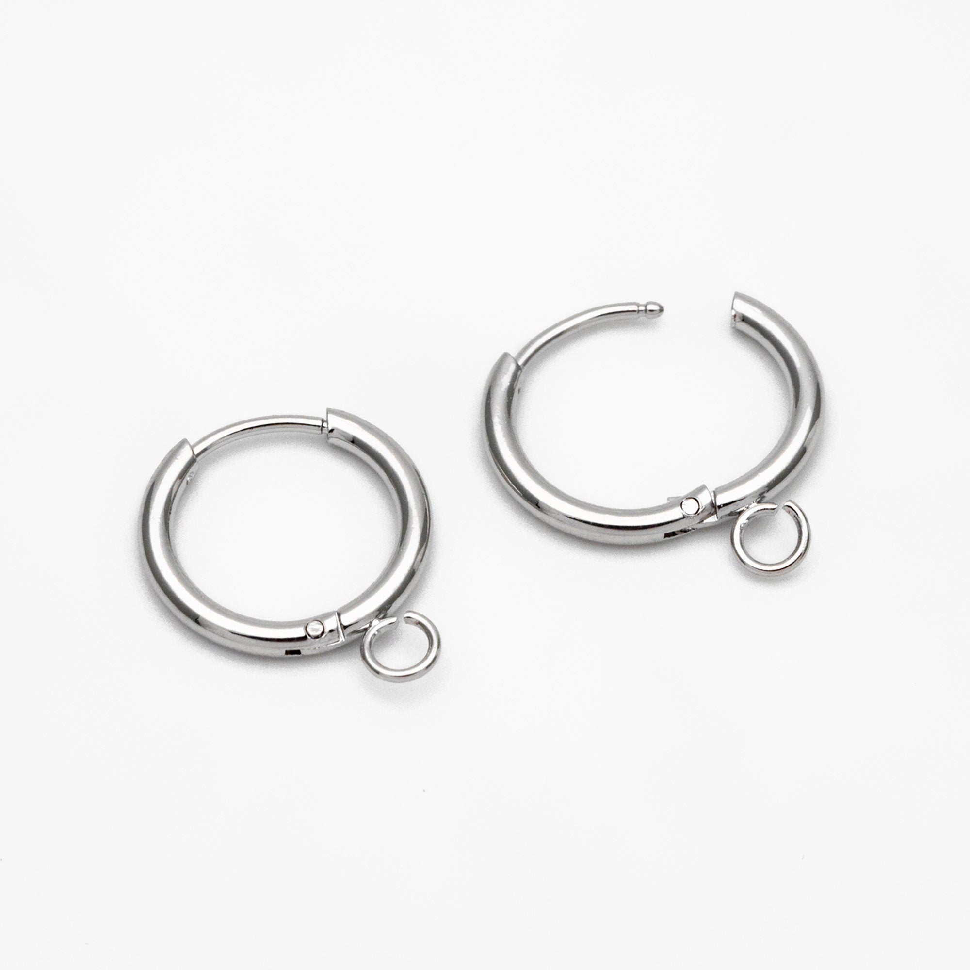 10pcs Huggie Hoop Earrings 14mm, Gold/ Rhodium/ Rose Gold plated over Stainless Steel, Minimalist Earrings with Loop (GB-2928)