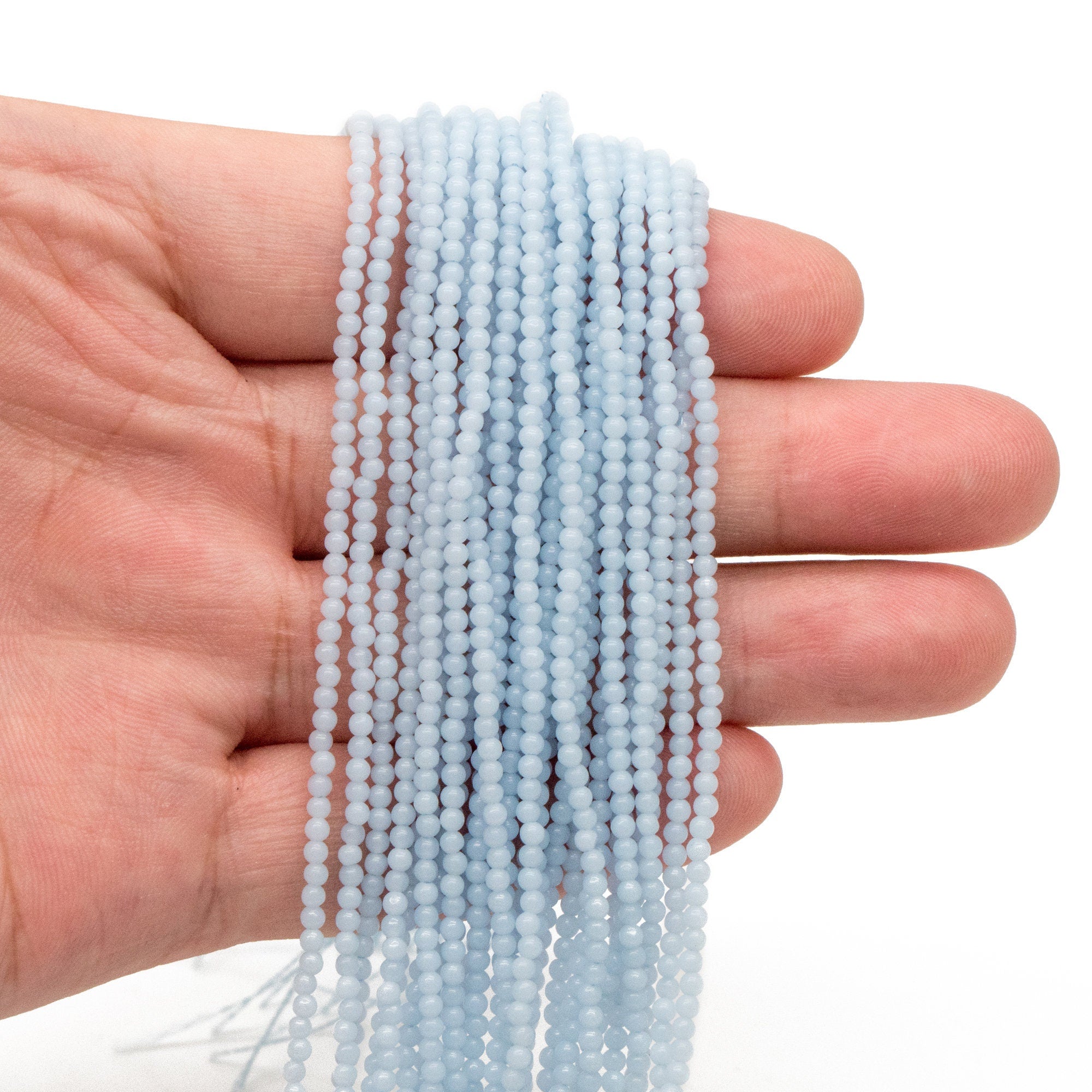 Luminous Stone Beads, Glow in the Dark, Aqua Blue/ Light Green/ Peach/ Blue Fluorescent Sphere Ball Beads, 14" Strand (GM-048)