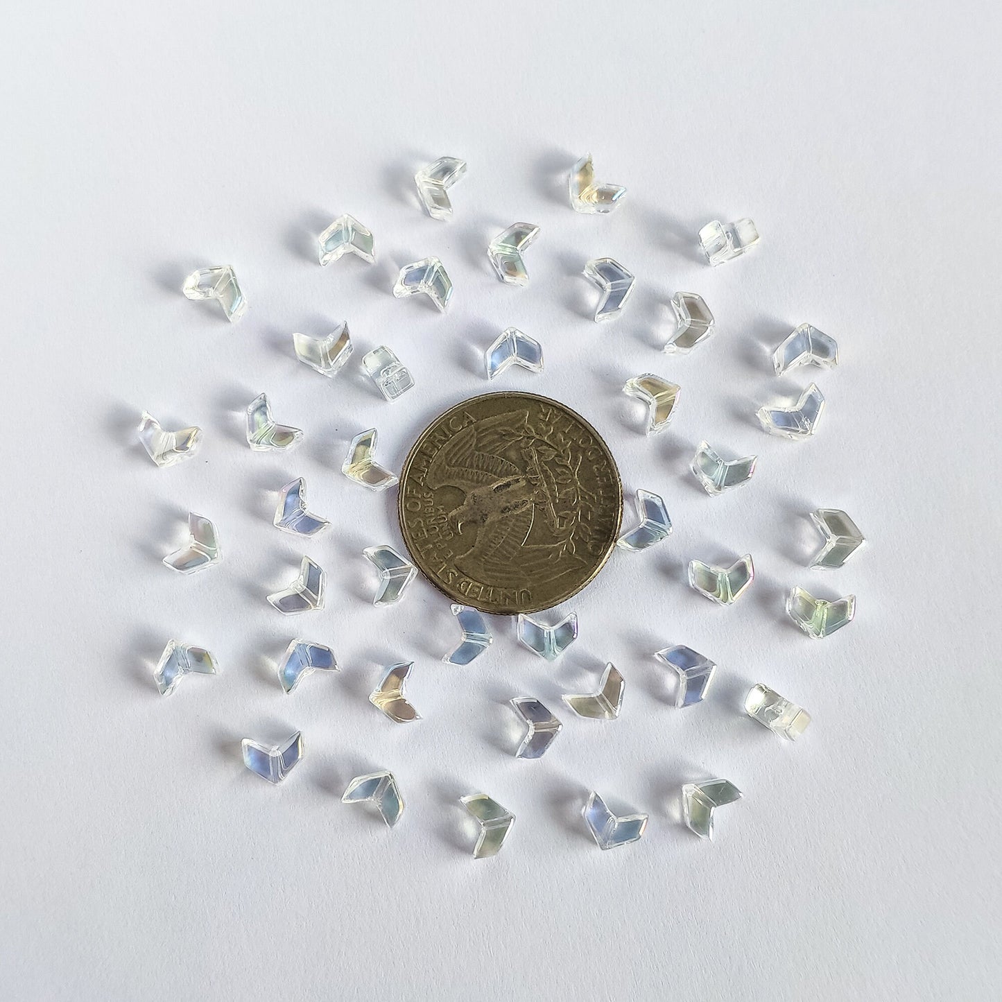 20pcs Crystal Arrows Beads 8mm, Glass Arrows Charm Pendants, Sparkly Transparent Clear AB (TS-132)