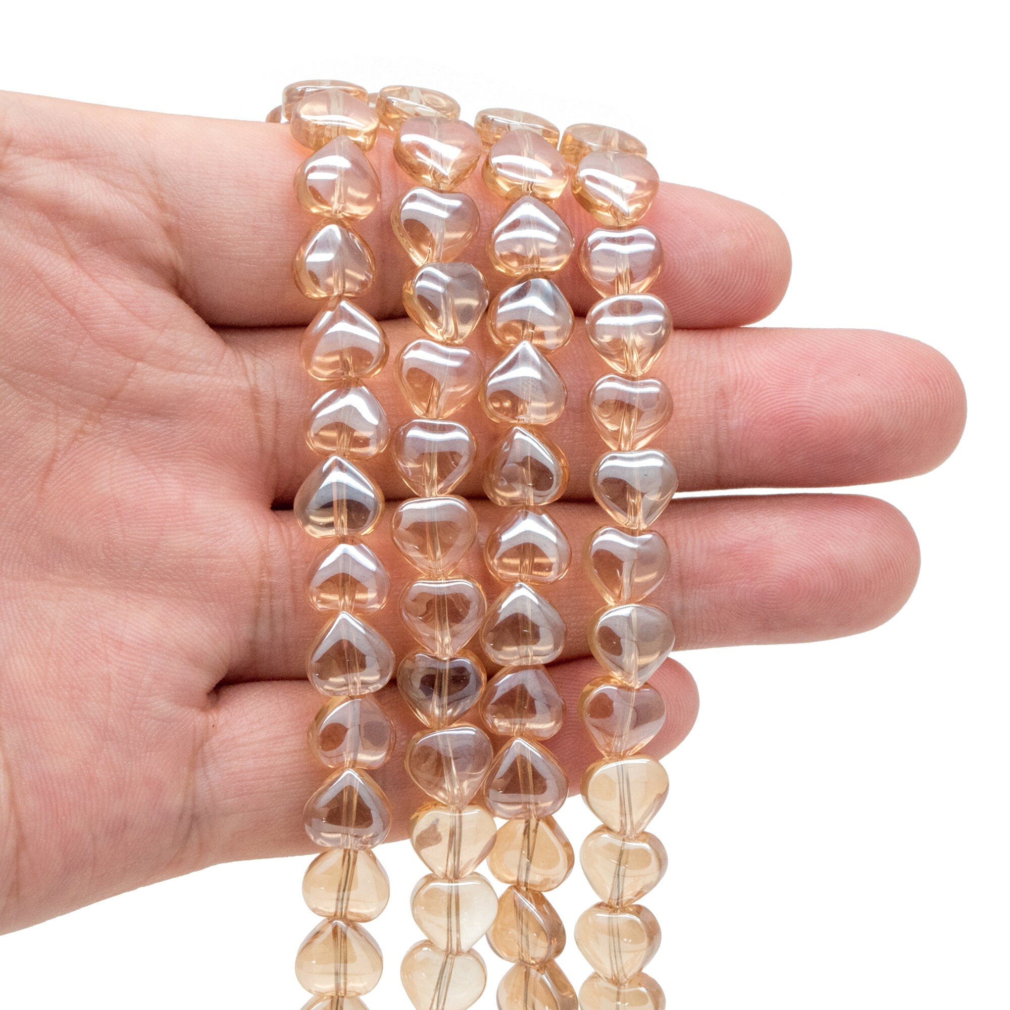 20pcs Sparkly Crystal Heart Beads 8mm, Smooth Glass Heart Beads (TS-134)