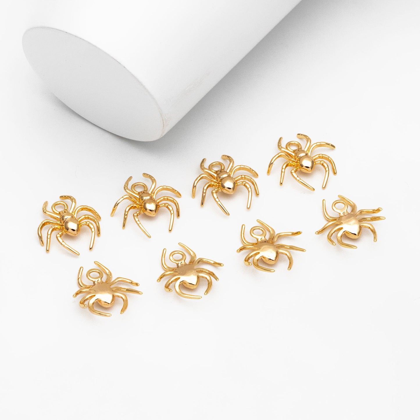4pcs Gold Spider Charms, Real Gold plated Brass, Araneid Pendants (GB-672-B)