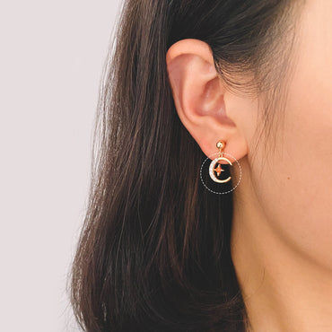 10pcs CZ Pave Moon Star Charms 14x11mm, 18K Gold plated Brass, Clear and Red (GB-832-1)