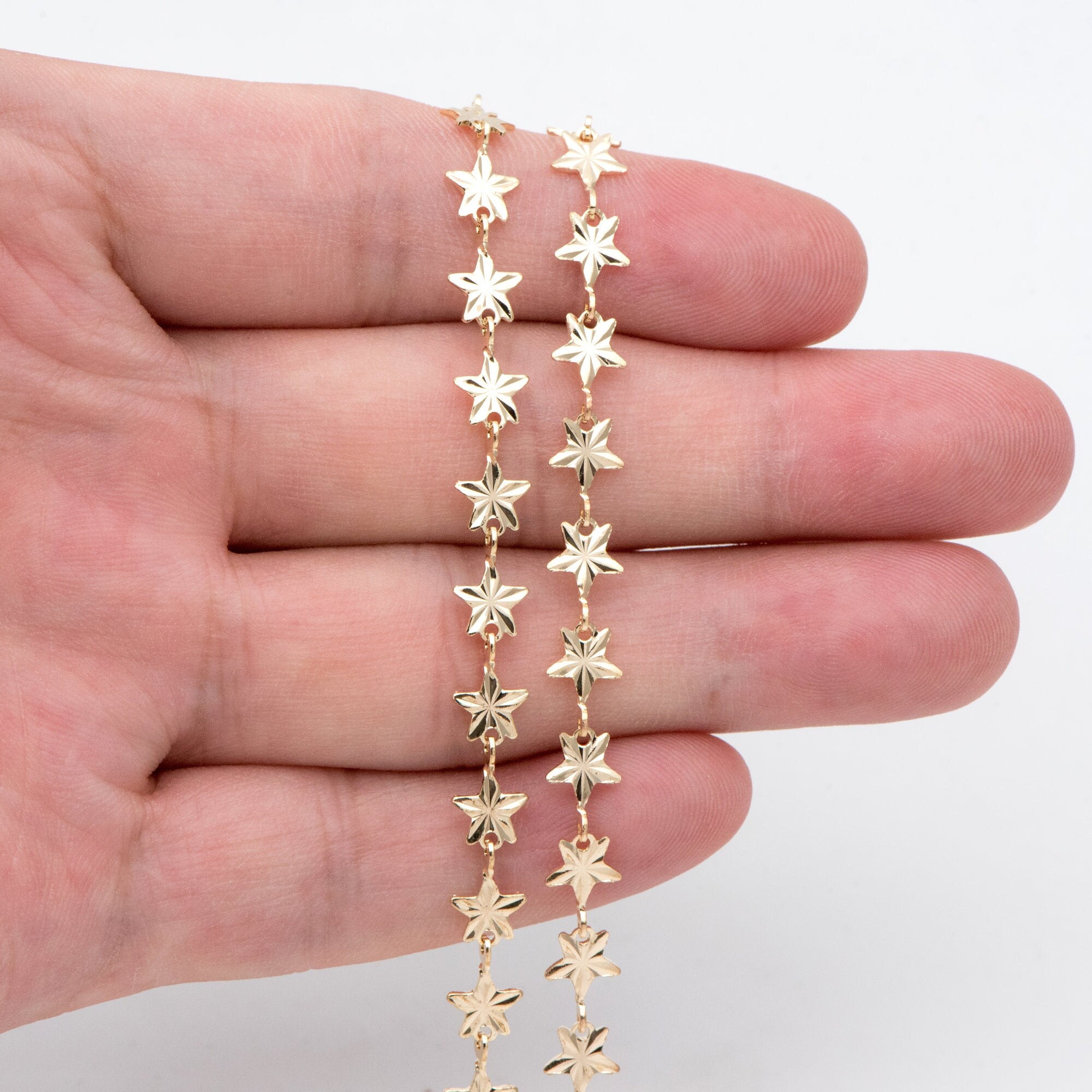 Gold Star Chain, 18K Real Gold plated Brass Chain, Quality Chain for Necklace Wholesale (#LK-570)/ 1 Meter=3.3ft