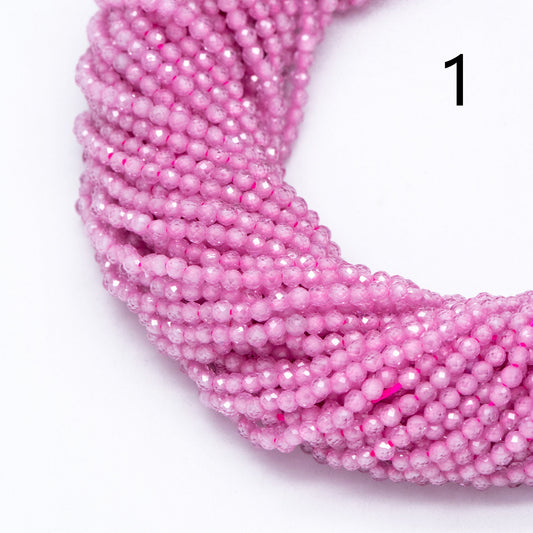 2mm Colorful Zircon Faceted Beads, Tiny Gemstone Beads, Natural Stone Beads for Jewelry Bracelet Making DIY, Full 14.5 Inch Strands (TR-008)