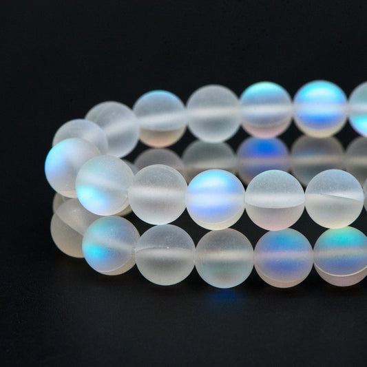Matte Mystic Mermaid Glass Smooth Round Beads 4/6/8mm, 14.5" Strand (TR-011)
