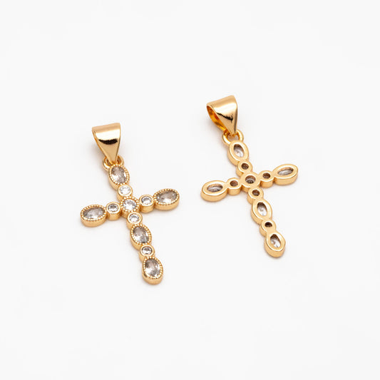 4pcs Cubic Cross Charm, CZ Pendant, Jesus Pendant, Earrings pendant, Earring Charm, Necklace Pendant (GB-3927)