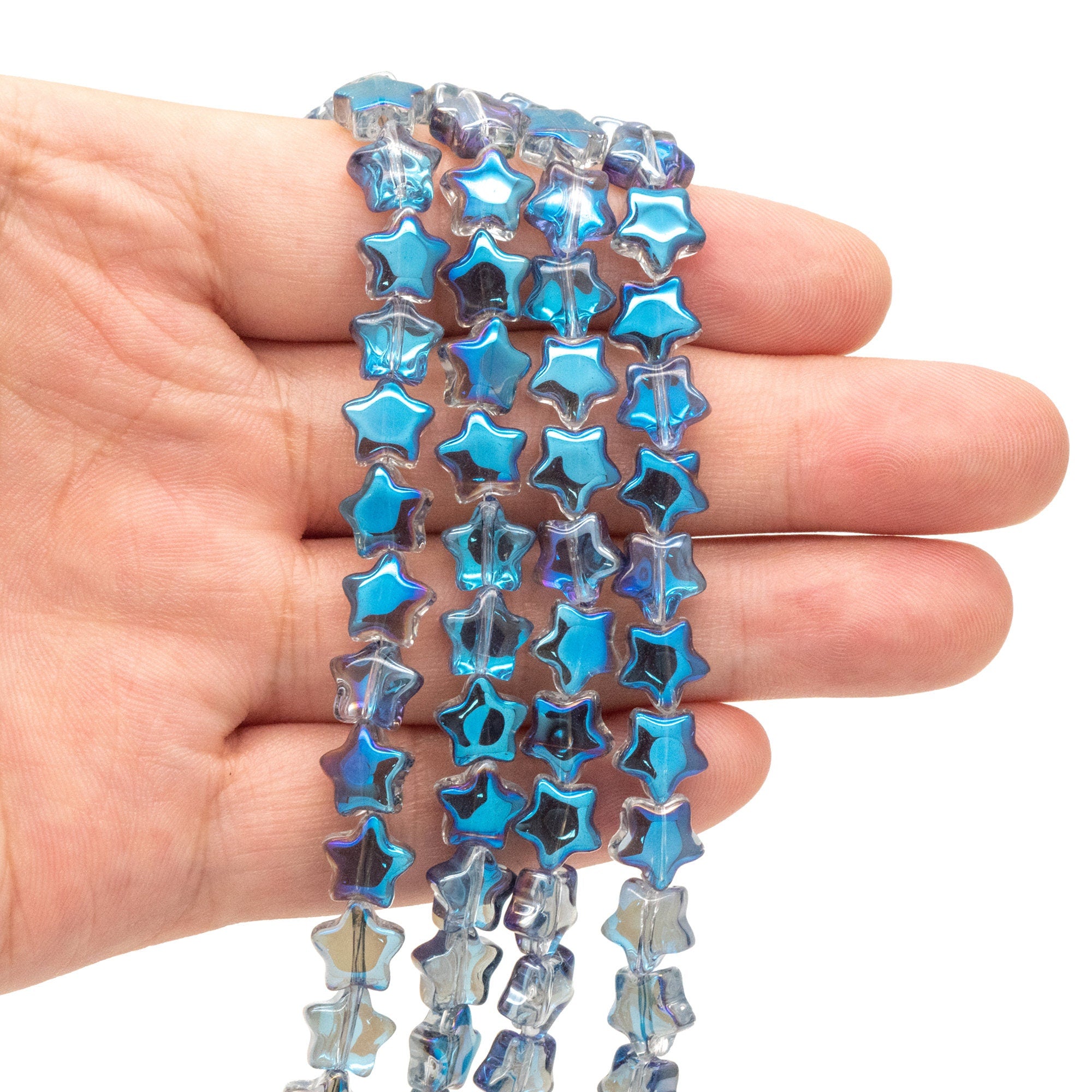 20pcs Sparkly Crystal Star Beads 8mm, Smooth Glass Star Beads (TS-133)