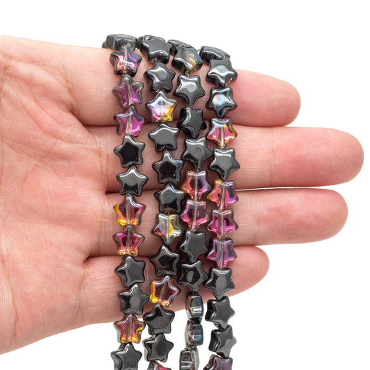 20pcs Sparkly Crystal Star Beads 8mm, Smooth Glass Star Beads (TS-133)