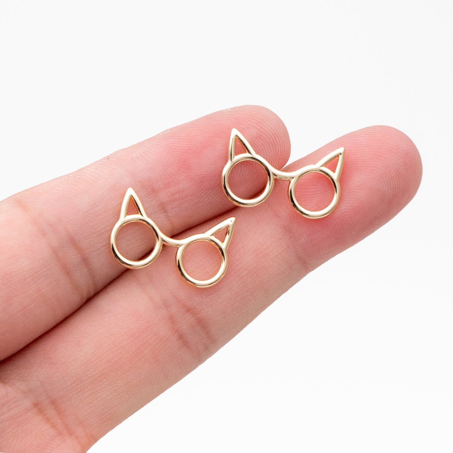 10pcs Gold Glasses Earring 11X18mm, Real Gold Plated Brass, Cute Glasses Stud Earrings (#GB-3988)