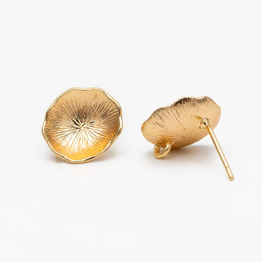 10pcs Gold Lotus Leaf Earring with Loop 12X11mm, 18K Gold plated Brass, Stud Earring Components (GB-3997)
