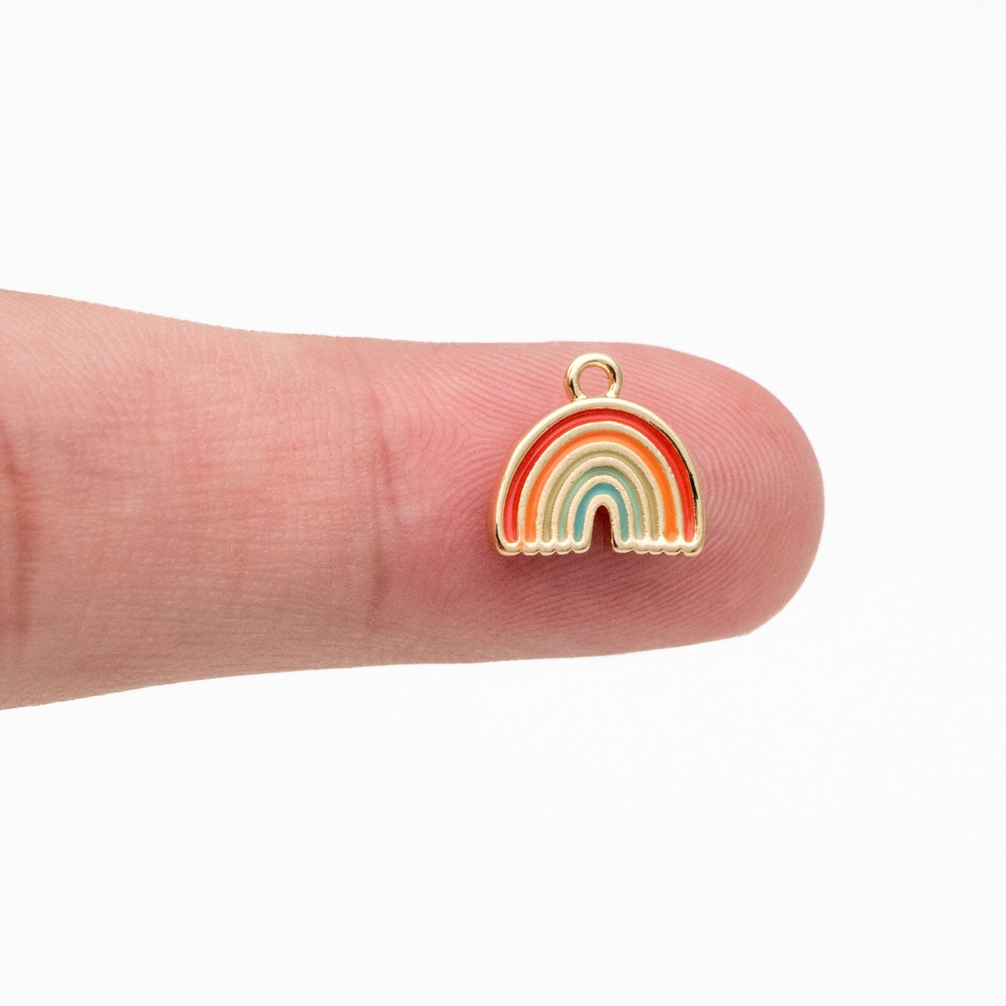 10pcs Enamel Rainbow Charms 9x10mm, 18K Gold plated Brass Rainbow Pendants (GB-3953)