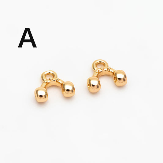 10pcs Gold Semi Circle Charm Connectors, 18K Gold plated Brass, Geometric Pendants (GB-4004)