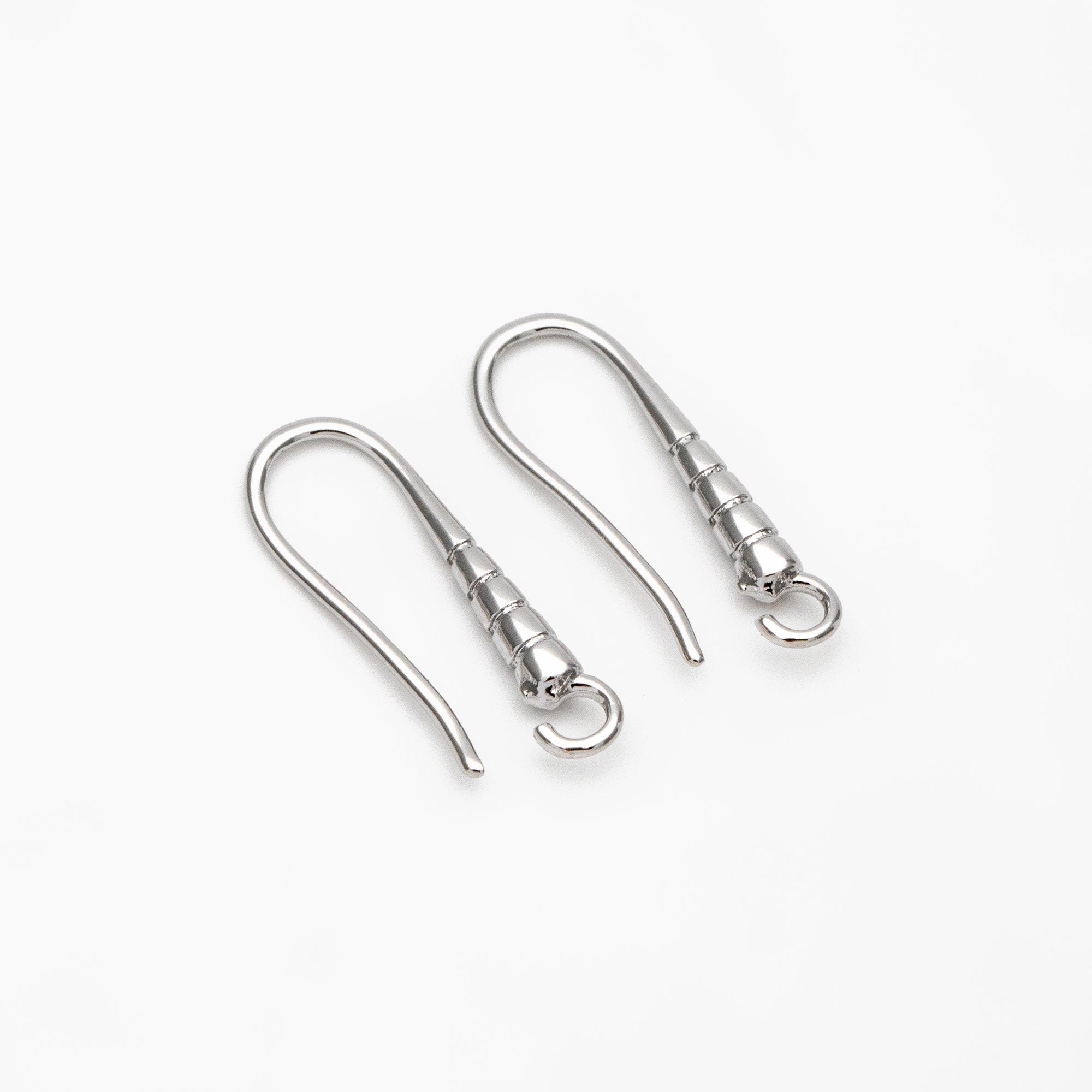 10pcs Gold/ Silver Earring Hooks 20x7mm, Real Gold/ Rhodium plated Brass, Simple Earwires Earring Components (GB-3841)