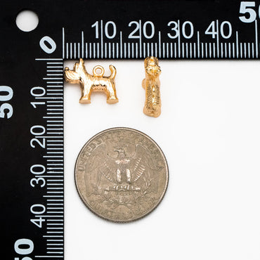 10pcs Gold 3D Dog Charm, Jewelry Making, Diy Material, Jewelry Supplies (GB-3940)