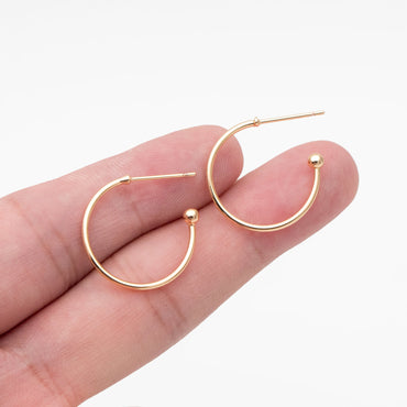 10pcs Gold Round Circle Ear Posts 20mm, Gold plated Brass, Minimalist Geometric Hoop Stud Earrings (GB-3949)